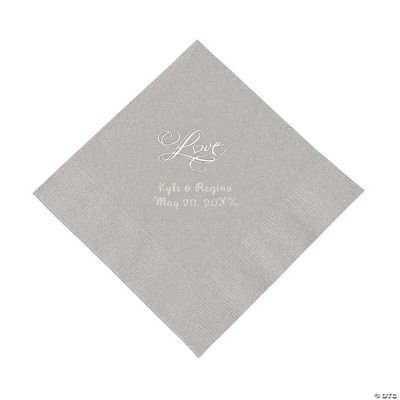 Personalized “Love” Luncheon Napkins - Silver