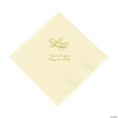 Personalized “Love” Luncheon Napkins - Ivory