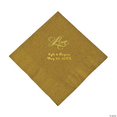 Personalized Gold “Love” Luncheon Napkins - Gold