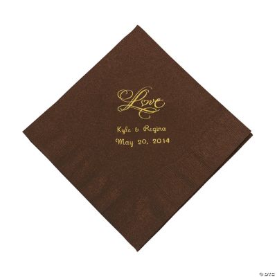 Personalized “Love” Luncheon Napkins - Chocolate