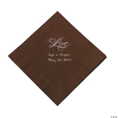 Personalized “Love” Luncheon Napkins - Chocolate