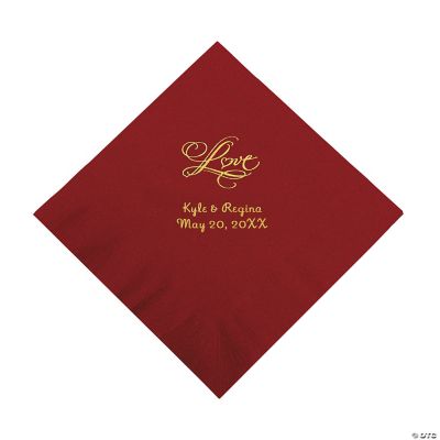Personalized “Love” Luncheon Napkins - Burgundy