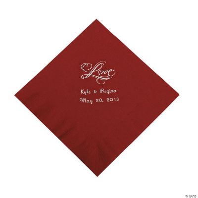 Personalized “Love” Luncheon Napkins - Burgundy