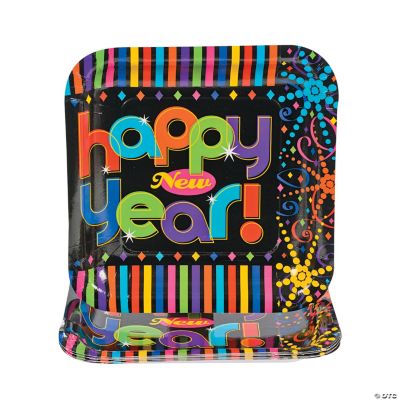 Bright New Years Square Dinner Plates