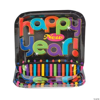 Bright New Years Square Dessert Plates