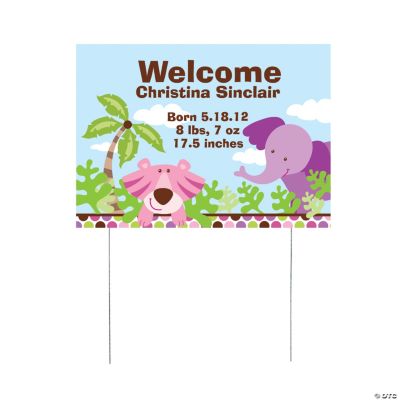Personalized Safari Girl Yard Sign