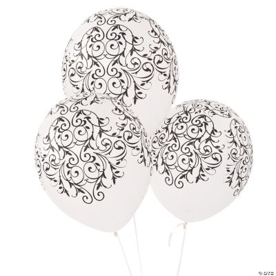 Latex Black & White Flourish Balloons