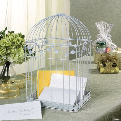 White Birdcage Card Holder