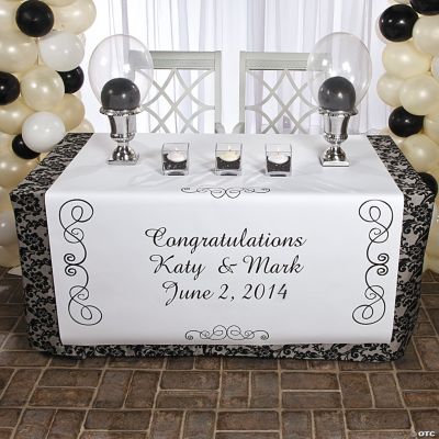 Personalized Black & White Wedding Table Runner