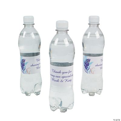 Personalized Peacock Wedding Water Bottle Labels