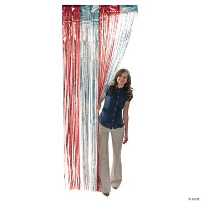 Red & Silver Fringe Curtain