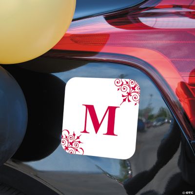 Personalized Red Monogrammed Car Magnet