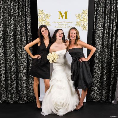 Personalized Gold Monogram Photo Backdrop Banner