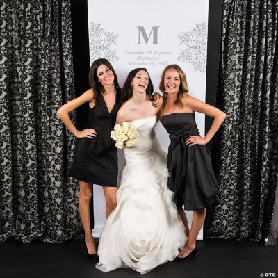 Personalized Silver Monogram Photo Backdrop Banner