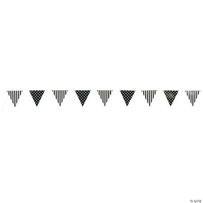 Black Stripe & Polka Dot Pennant Banner