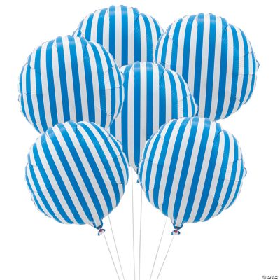 Blue Striped Mylar Balloons