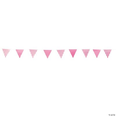 Candy Pink Striped & Polka Dot Pennant Banner