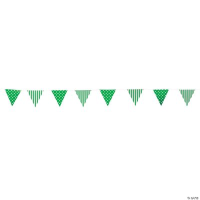 Green Striped & Polka Dot Pennant Banner
