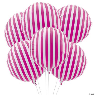 Hot Pink Striped Mylar Balloons