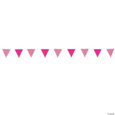 Hot Pink Striped & Polka Dot Pennant Banner