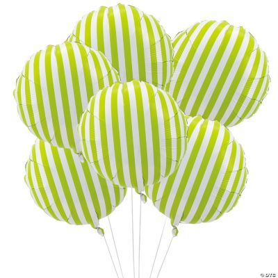 Lime Green Striped Mylar Balloons