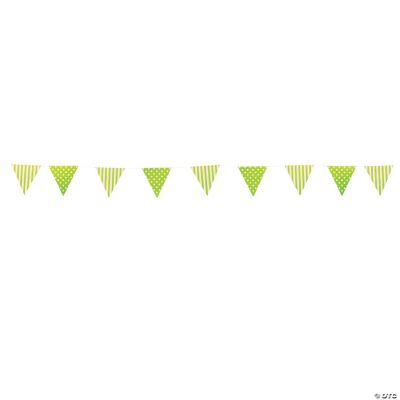 Lime Green Striped & Polka Dot Pennant Banner