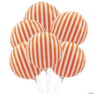 Orange Striped Mylar Balloons