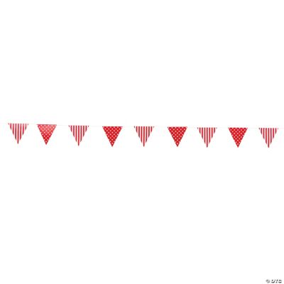Red Striped & Polka Dot Pennant Banner