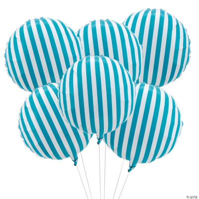 Turquoise Striped Mylar Balloons