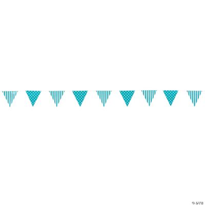 Turquoise Striped & Polka Dot Pennant Banner