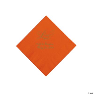 Personalized Gold “Love” Beverage Napkins - Orange