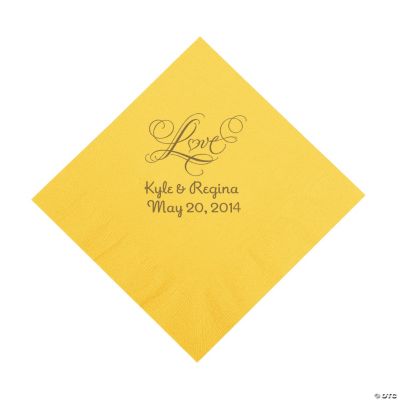 Personalized Gold “Love” Luncheon Napkins - Yellow