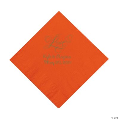 Personalized Gold “Love” Luncheon Napkins - Orange