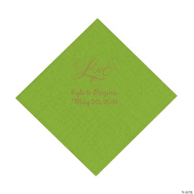 Personalized Gold “Love” Luncheon Napkins - Lime Green
