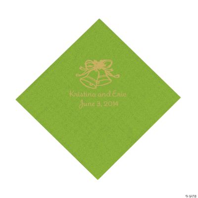 Personalized Gold Wedding Bell Luncheon Napkins - Lime Green
