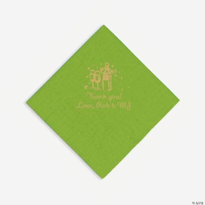 Personalized Gold Champagne Beverage Napkins - Lime Green