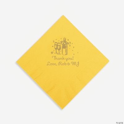 Personalized Gold Champagne Luncheon Napkins - Yellow
