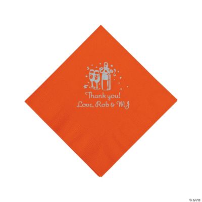 Personalized Silver Champagne Luncheon Napkins - Orange