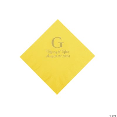 Personalized Gold Monogram Beverage Napkins - Yellow