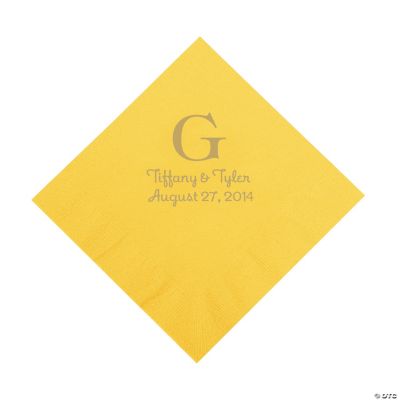Personalized Gold Monogram Luncheon Napkins - Yellow