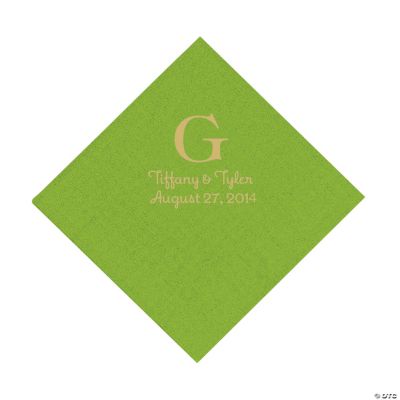 Personalized Gold Monogram Luncheon Napkins - Lime Green