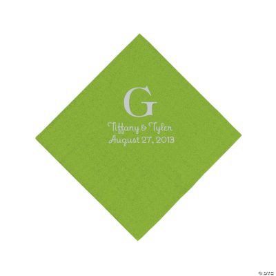 Personalized Silver Monogram Luncheon Napkins - Lime Green
