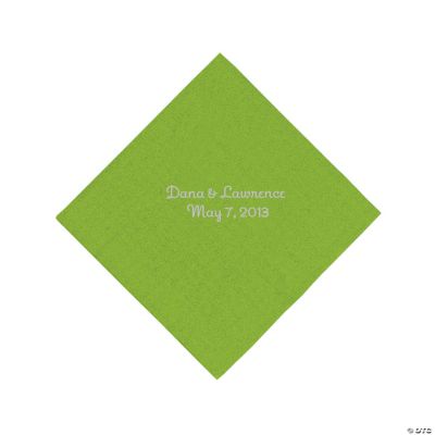 Personalized Silver Luncheon Napkins - Lime Green