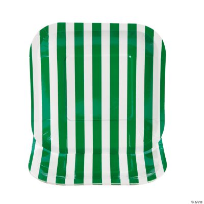 Green Striped Square Dessert Plates