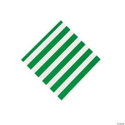 Green Striped Beverage Napkins