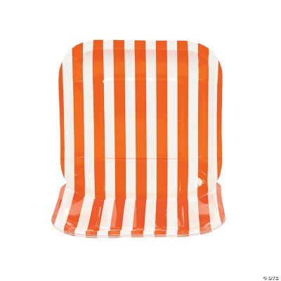 Orange Striped Square Dessert Plates