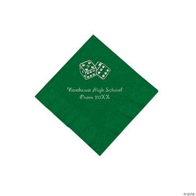Personalized Casino Green Beverage Napkins