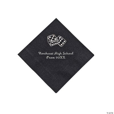 Personalized Casino Black Beverage Napkins