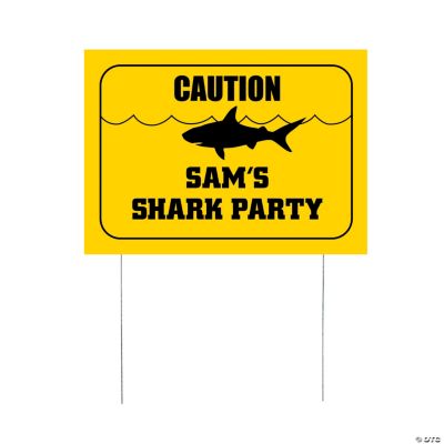 Personalized Small Shark Party “Caution” Yard Sign