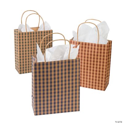 12 Country Gingham Gift Bags